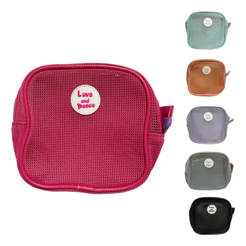 Portacosmetico Malla Compacto – Neceser De Viaje Pequeño Naranja