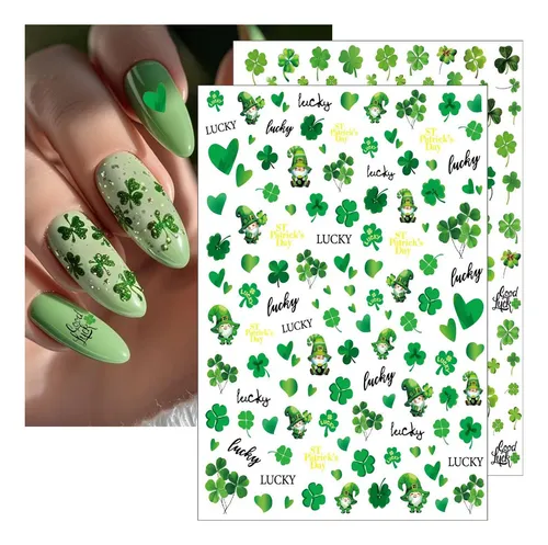 Pegatinas Para Decoración De Uñas Bsbtbz Green Clover, Día D