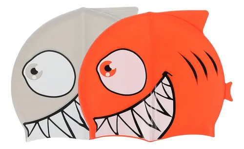 Gorro De Natación Con Forma De Pez Con Dibujos Animados, 2 U