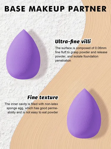 Set De Brochas Y Esponjas De Maquillaje Profesional Violeta
