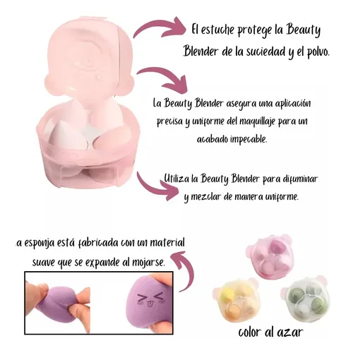 Estuche Osito Set X4 Esponjas Beauty Blender Set X4 5 Cm