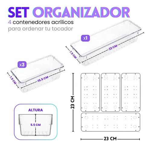 Contenedores Acrílicos Organizador Maquillaje Brochas Bijou