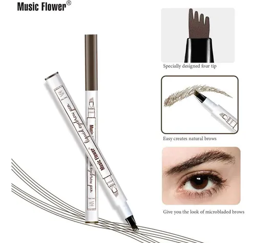 Lápiz De Cejas Microblading Music Flower 4 Puntas Marrón