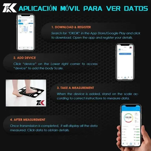 Báscula Baño Electrónica Led Aplicació Inteligentn Bluetooth