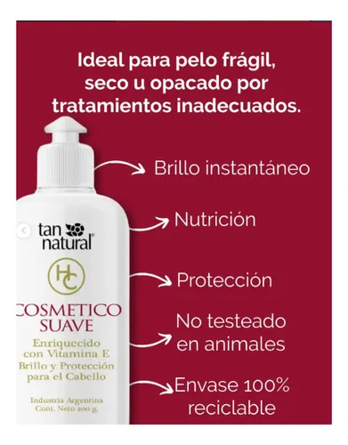 Tan Natural Cosmetico Suave Crema De Peinar Vit E 200g X3