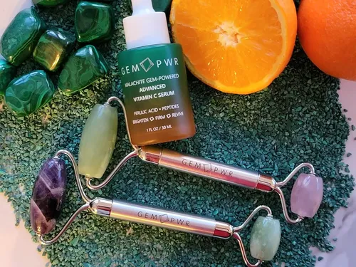 Rodillo Facial Amatista Y Jade Con Mango De Acero