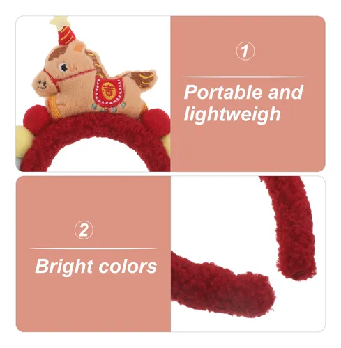Diadema De Caballo De Peluche: Aro Para El Pelo De Año Nuevo 26.00×18.00×4.00cm