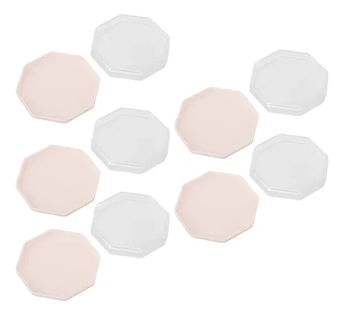 Maquillaje Octogonal Portátil Rosa Powder Puff Storage, 5 Un