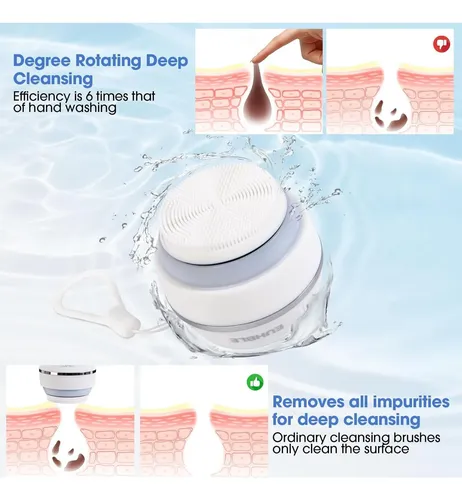 Limpiador Facial Eléctrico Recargable Con 6 Modos Y 3 Luces