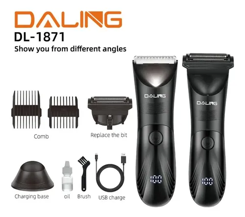 Corta Pelo 2 En 1 Corporal Barba Cabello Recargable Display