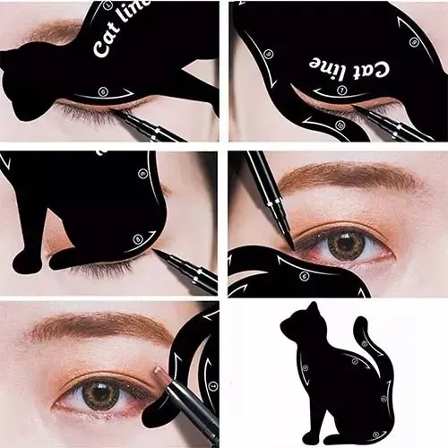Plantilla Stencil para Delineado de Ojos en Forma de Gato, Pack con 2, de Cat Line