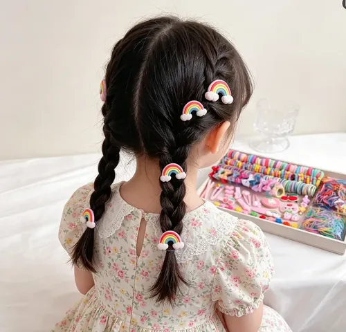 1185 Piezas Mini Gomas Elásticas For El Cabello For Niños , Coral Claro Solid And Floral Mix