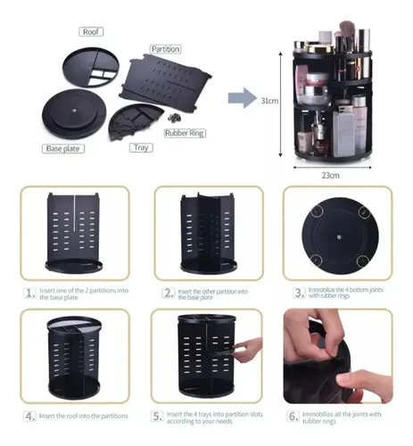 Organizador Porta Cosméticos Giratorio Multiuso Giro 360