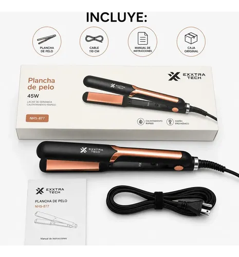 Planchita De Pelo Exxtra Tech Cerámica Con Turmalina 220c