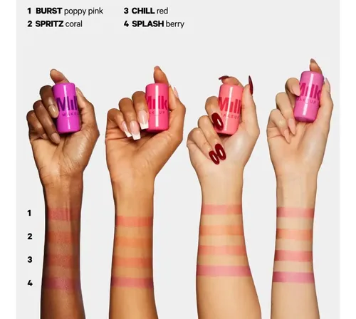 Rubor Milk Makeup Cooling Water Jelly Tint Lip Tono Del Maquillaje Burst – Poppy Pink