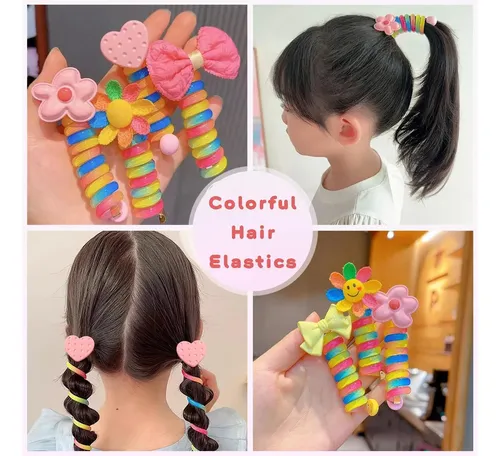 Diademas Espiral Niñas 5 Pcs Gomas Elásticas Cabello