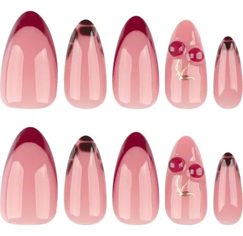 Uñas Postizas Almendra Cereza 24p Maigitur