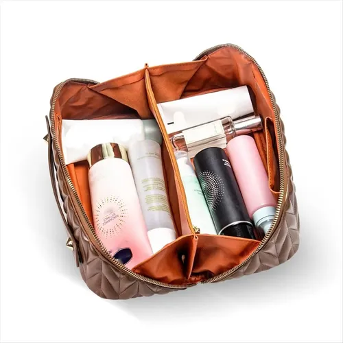 Bolsa De Maquillaje De Viaje De Cuero, Organizador De Artícu
