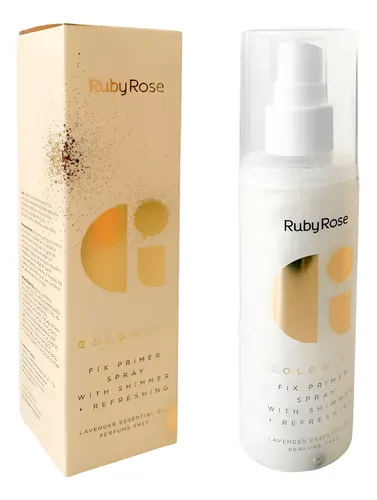 Fijador Maquillaje Shimmer Primer Spray Pink Gold Ruby Rose6