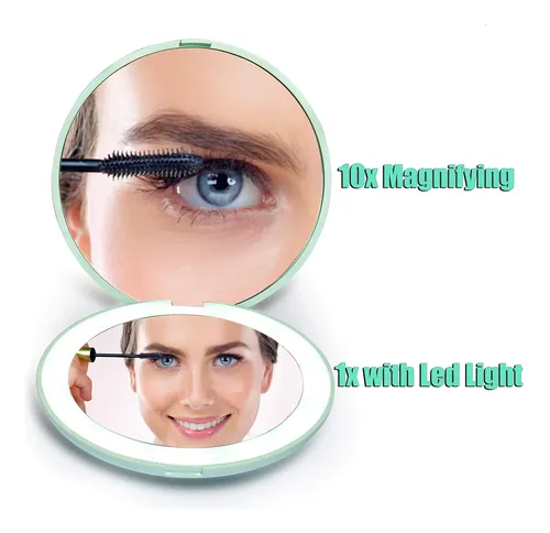Espejo De Maquillaje Wobsion Con Luz Led Para Viajes, Aument