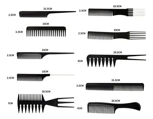 Set De 10 Pinzas Para El Cabello, Peines Profesionales, Barb