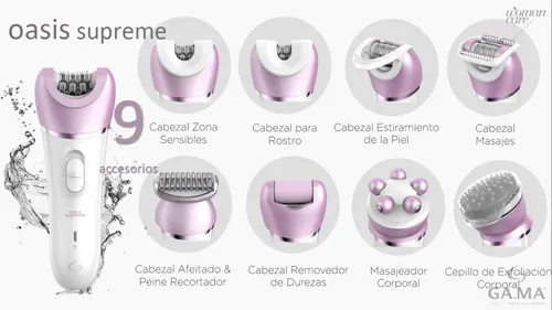 Depiladora Electrica Gama Oasis Supreme Exfolia- 8 Funciones