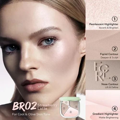 Paleta Focallure Iluminador/contorno 15.5 G Strawberry Latte