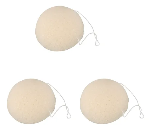 Esponja Limpiadora 3x Face Natural Konjac, Color Blanco-fs