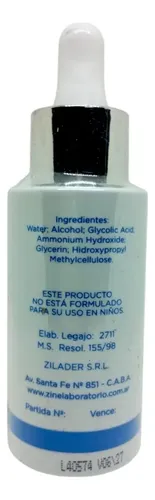 Ácido Glicólico 10% Zine – Gel Exfoliante Químico 50ml Piel Normal Rostro