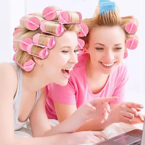 18 Rulos De Espuma Suave Para El Cabello, Color Rosa