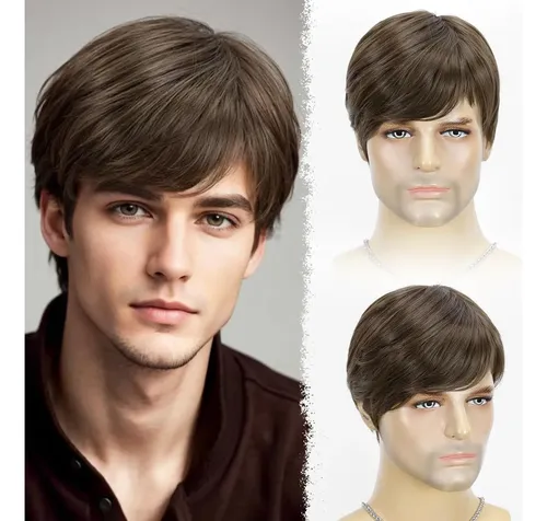 Peluca Corta Y Voluminosa Natural Para Hombre