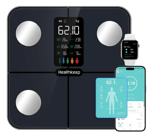 Healthkeep Báscula Inteligente De Grasa Corporal Con Panta. Color Gris