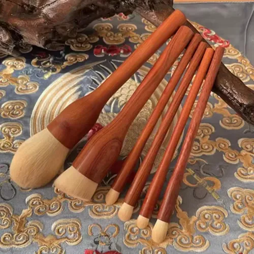 6pcs Sandalwood Makeup Brush For Foundation Blush Blender Bordó