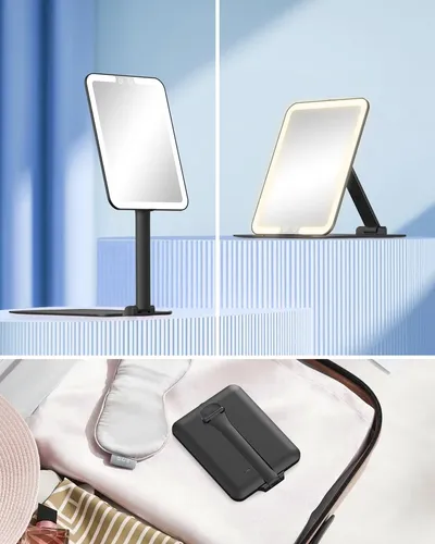 Espejo De Maquillaje De Viaje Gospire Con Luces Y Aumento 10