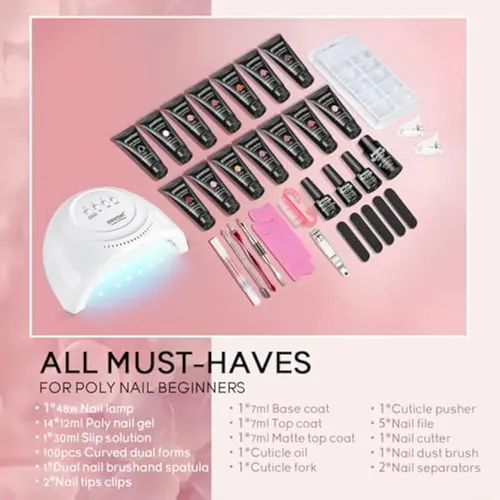 Jewhiteny Kit De Uñas De Gel De Extensión De