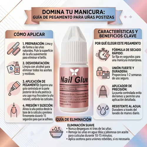 Pegamento Uñas Nail Glue Press On Postizas Autoadhesivas X3