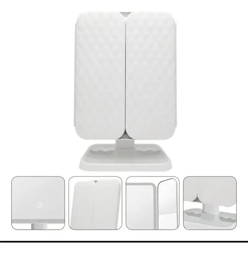 Espejo Maquillaje Pantalla Tactil Luz Led 1x/2x/3 Recargable Blanco