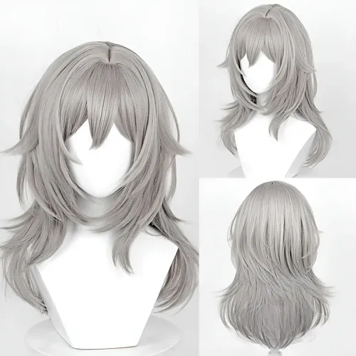 Juego De Peluca Stelle Long Cosplay Anime De Color Gris Liso