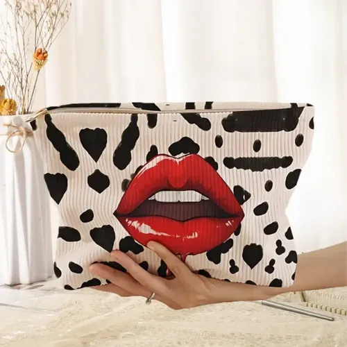 Bolsa De Maquillaje De Pana Para Almacenamiento De Cosmético