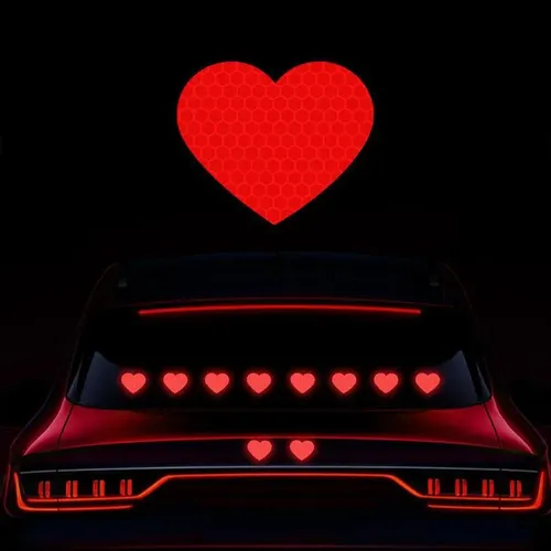 10 Reflective Heart Stickers Grid Glass Cover Stripe