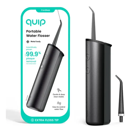 Hilo Dental Quip Inalámbrico – Presión Ajustable, Negro All Black