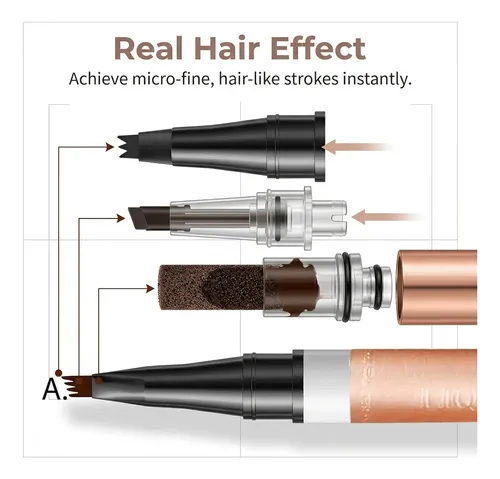 Delineador De Cejas 4 Puntas Marrón Oscuro Impermeable