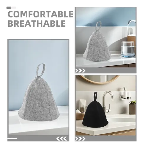 Gorro De Baño Ruso De 3 Piezas: Gorro De Sauna De Fieltro, G