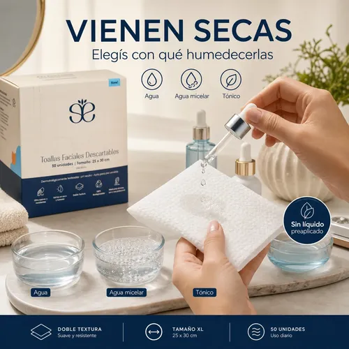 50 Toallitas Desmaquillantes Xl See Good 100% Biodegradables