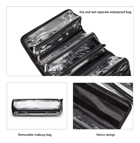 Bolsa De Maquillaje Royalfair Roll Up Travel Toiletry Negra