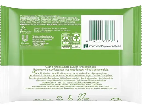 Toallitas Desmaquillantes Simple Kind To Skin 7 Unidades