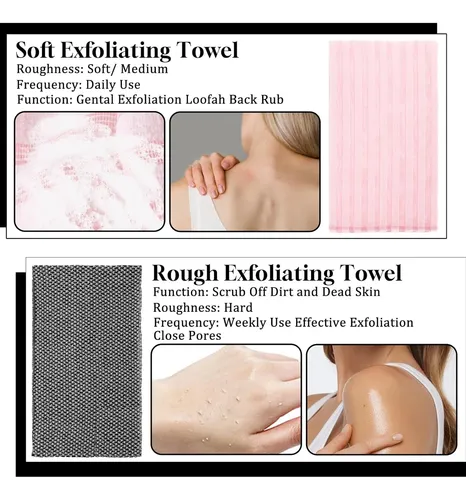 Toallón Exfoliante Ducha 2 Unidades Negro Y Rosa