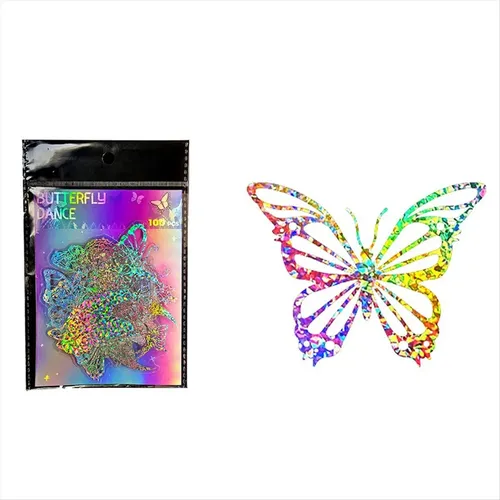 100 Pegatinas Holográficas Con Purpurina Con Forma De Maripo
