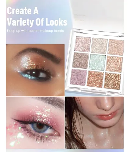 Paleta De Sombra Glitter 9 Colores Wugbc