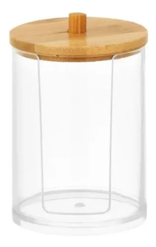 Organizador Porta Algodón Acrílico Y Madera Small